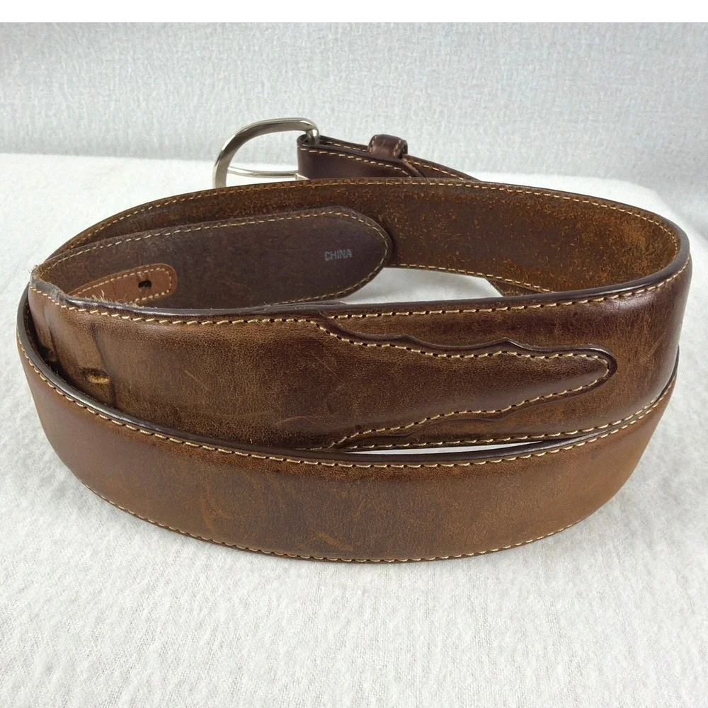 Silver Creek Classics Mens Brown Leather Western Belt Size 38 Distressed 53709